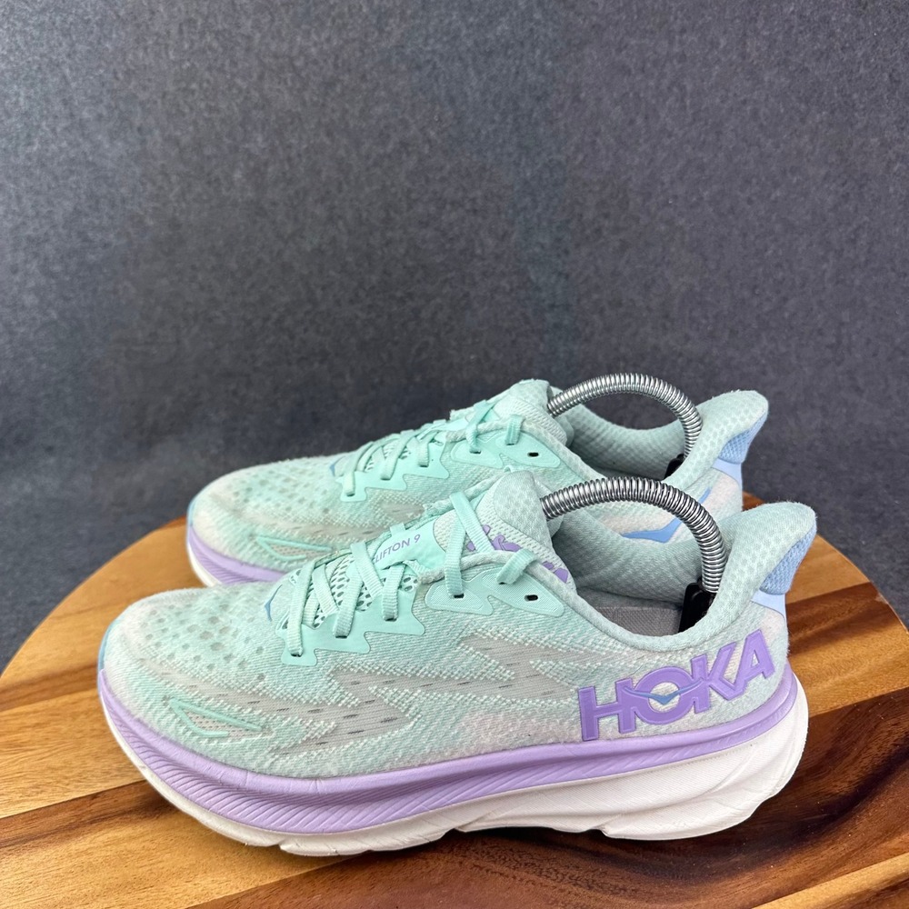 Hoka Clifton 9 Womens Running Shoes Sz 9.5B Sunlit Ocean Lilac Mist 1127896 - Picture 7 of 13